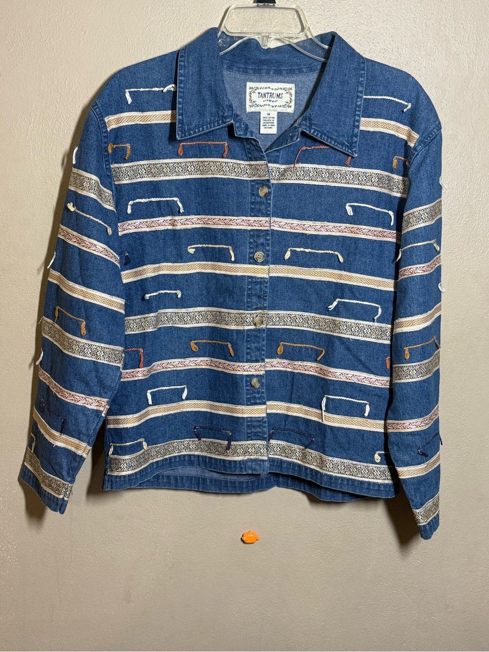 Vintage Tantrums Embroidered Southwestern Denim Button-Up Jacket Sz Med